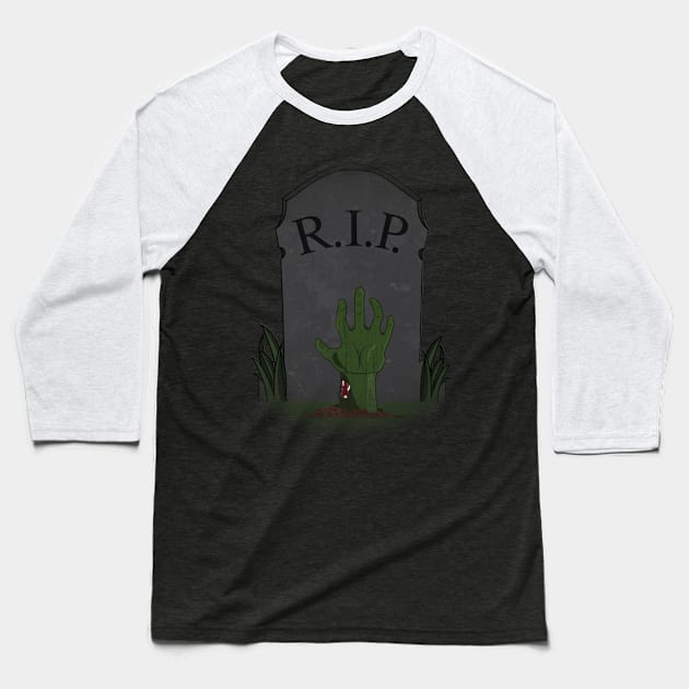 Zombie Hand Baseball T-Shirt by WinterWolfDesign
